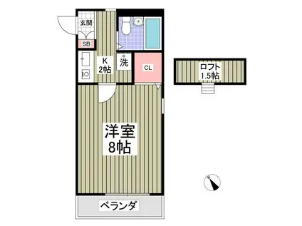 ニッショウハウスIII(1K/1階)の間取り写真