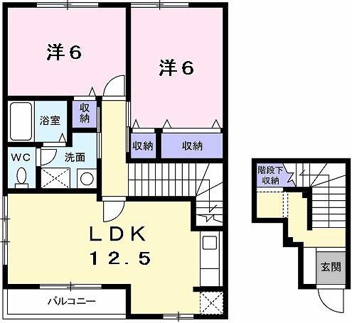 エテルネルA(2LDK/2階)の間取り写真