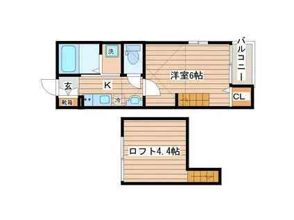 LIETO長町南 II(1K/2階)の間取り写真