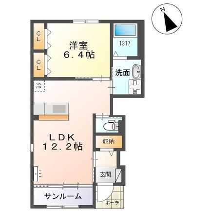 フォレットA(1LDK/1階)の間取り写真