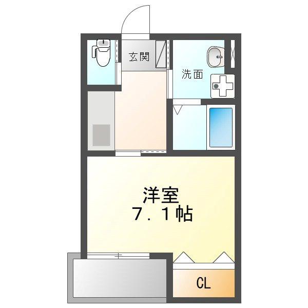 スターブル野並(1K/1階)の間取り写真