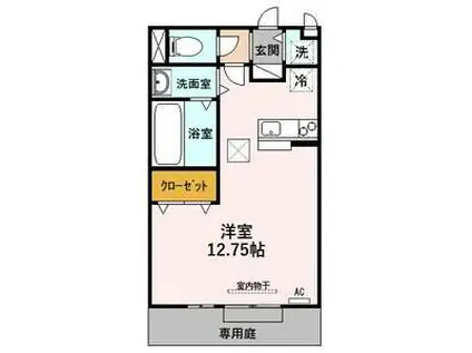 BLOOM(ワンルーム/1階)の間取り写真