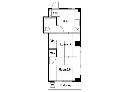 板部ビル(2K/4階)の間取り写真