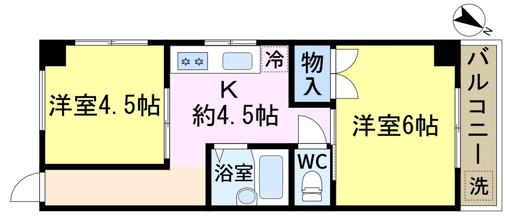 プラーズ小松川(2K/6階)の間取り写真