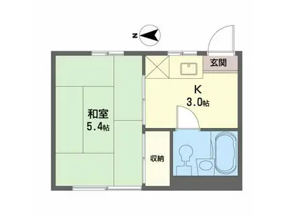 コーポロイヤル(1K/1階)の間取り写真