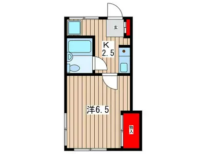 ペアシティ日吉B(1K/2階)の間取り写真