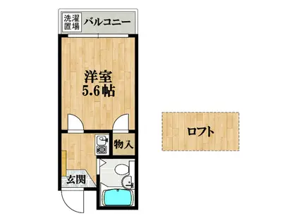 REFLET藤井寺(1K/2階)の間取り写真