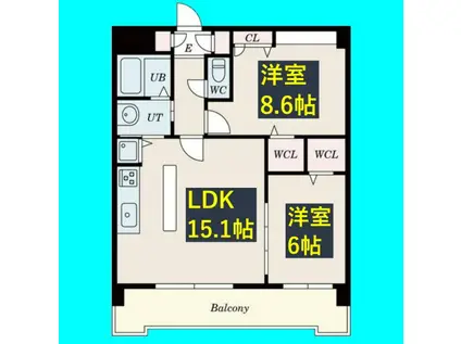 ピオーネ覚王山(2LDK/3階)の間取り写真