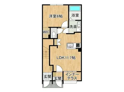 パル ヤマニ(1LDK/1階)の間取り写真