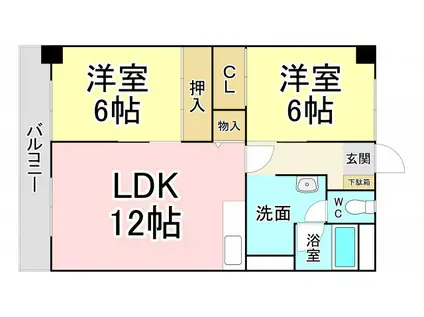 熊手ピア(2LDK/6階)の間取り写真