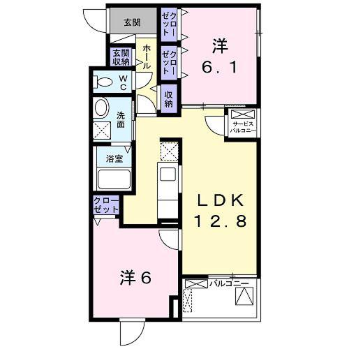 プラウド久世(2LDK/2階)の間取り写真