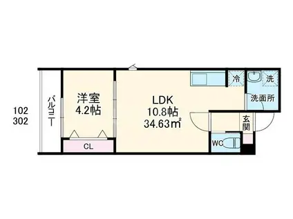 シャインコート越谷(1LDK/1階)の間取り写真