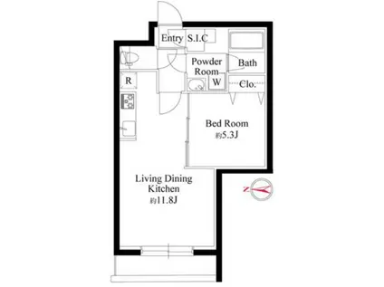 グランパセオ代々木上原II(1LDK/B1階)の間取り写真