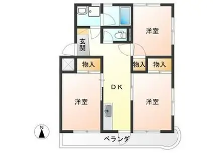 赤羽ハイツ2号棟(3DK/2階)の間取り写真