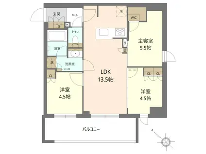 ネベル横浜関内(3LDK/10階)の間取り写真