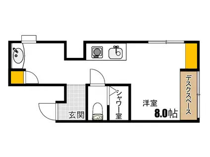 CREARE比治山(ワンルーム/1階)の間取り写真