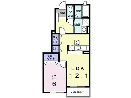ニューリーフ A(1LDK/1階)の間取り写真