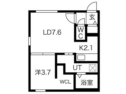 PIEDRA NAKANOSHIMA(1LDK/1階)の間取り写真