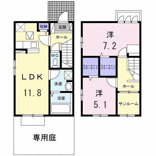 メゾン・ド・デュオ(2LDK/1階)の間取り写真