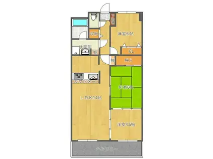 フレグランス園(3LDK/5階)の間取り写真
