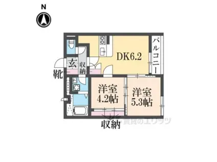 レオパレス旭町(2DK/2階)の間取り写真