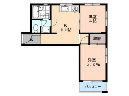 鈴木館1ST(2K/2階)の間取り写真