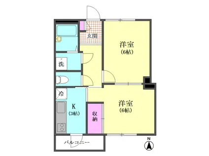 メゾンプレイス(2K/2階)の間取り写真