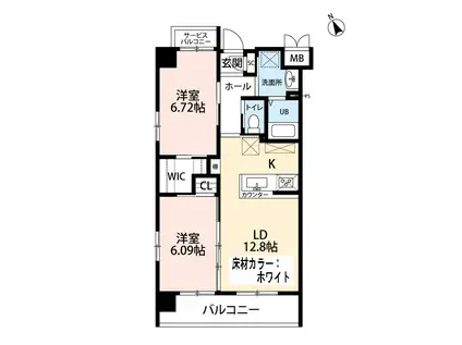 ウィングス三郎丸(2LDK/4階)の間取り写真