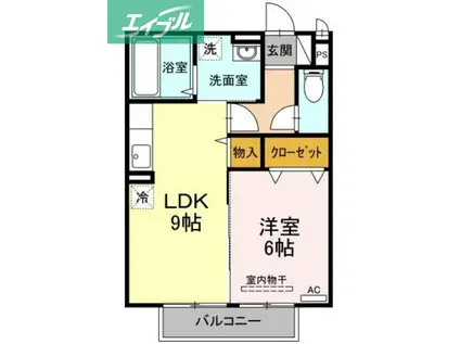 プリオールエフC棟(1LDK/2階)の間取り写真