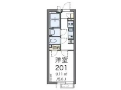 クレイノ西調布(1K/2階)の間取り写真