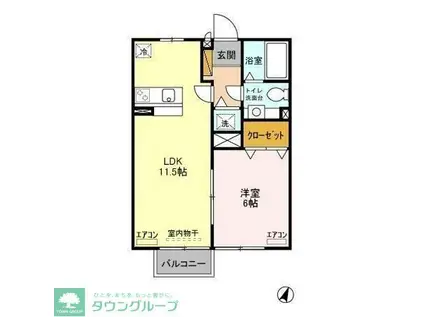 ローズパレス(1LDK/2階)の間取り写真