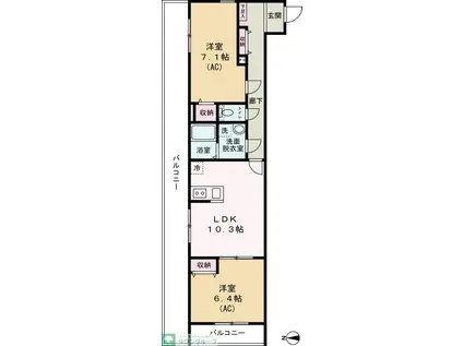 エクセラン舎人II(2LDK/3階)の間取り写真