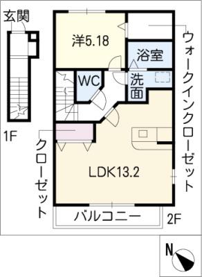 サント・ヴィクトワール(1LDK/2階)の間取り写真