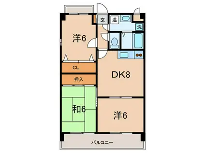 オーシャンビュー江井ヶ島(3DK/3階)の間取り写真