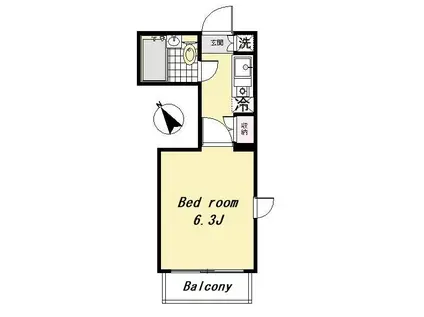 パークサイドコート桜川(1K/4階)の間取り写真