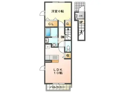 ジュネス(1LDK/2階)の間取り写真