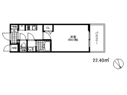 プレサンスザ神戸(1K/4階)の間取り写真