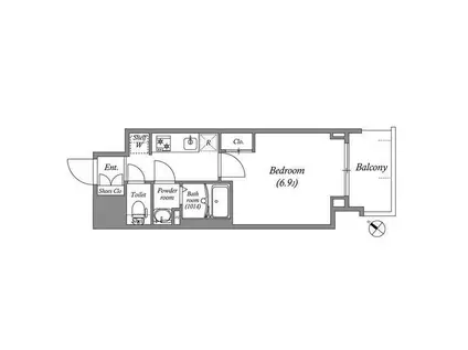 GENOVIA神戸湊川公園(1K/15階)の間取り写真