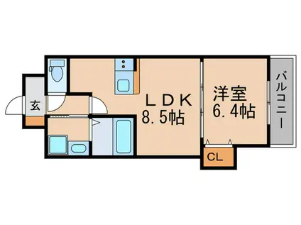 LUXE中書島(1LDK/2階)の間取り写真