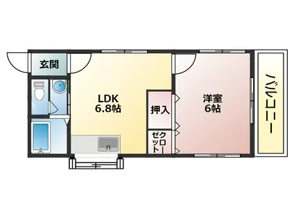サンカイハイツ(1LDK/2階)の間取り写真