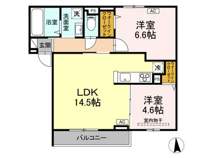 RESUA向中野 A棟(2LDK/3階)の間取り写真