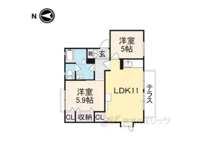 サニーハイツ・サチA・B(2LDK/1階)の間取り写真