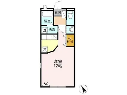 ガーデンコート ラ・フェスタ I(ワンルーム/2階)の間取り写真