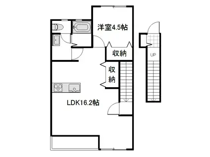 SMARTLIFE庭瀬 南棟(1LDK/2階)の間取り写真