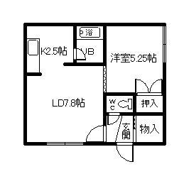 MKハイツⅡ(1LDK/1階)の間取り写真