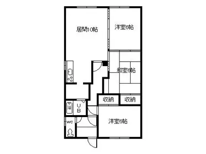 富岡マンション(3LDK/2階)の間取り写真