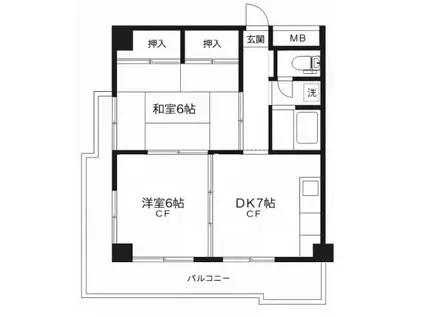 上用賀アーバニー(2DK/2階)の間取り写真