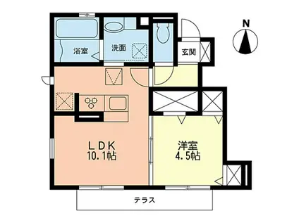 サンウッドE(1LDK/1階)の間取り写真