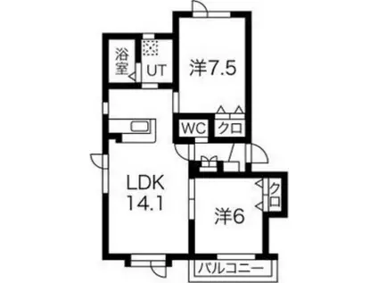 CALM HOUSEI(2LDK/1階)の間取り写真