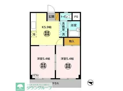 ハートリーフレジデンス(2K/1階)の間取り写真